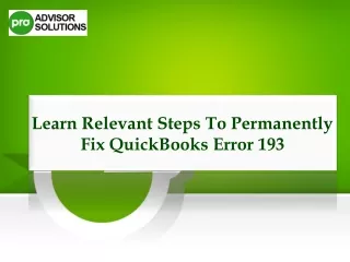 Eliminate QuickBooks Error 193 Quickly