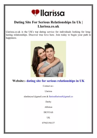 Dating Site For Serious Relationships In Uk Llarissa.co.uk