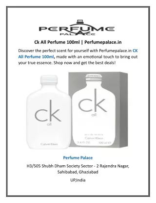 Ck All Perfume 100ml | Perfumepalace.in