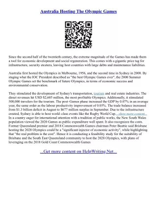 Essay On Common Wealth Games