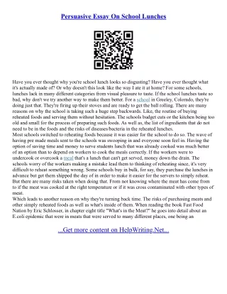 Persuasive Essay On School Lunches