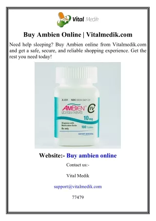 Buy Ambien Online  Vitalmedik.com