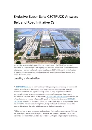 Exclusive Super Sale CSCTRUCK Answers Belt and Road Initiative Call