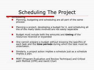 Scheduling The Project