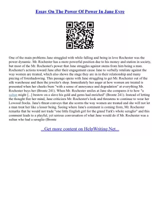 Essay On Jane Eyre