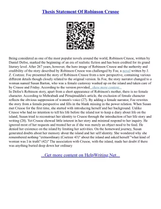 Essay On Robinson Crusoe
