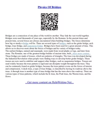 Essay On Bridges