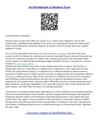 Business Letter Essay