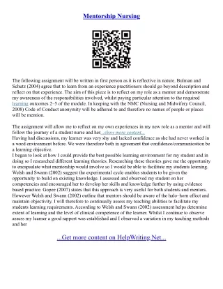 Nursing Mentorship Essay