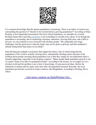Our Population Essay