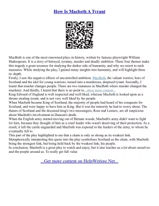Macbeth Themes Essay