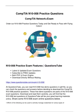 (2023-2024) CompTIA N10-008 Practice Questions for Successful Preparation