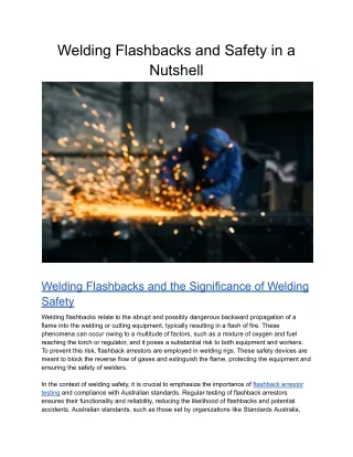 Welding Flashbacks and Safety in a Nutshell