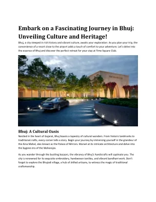 Embark on a Fascinating Journey in Bhuj