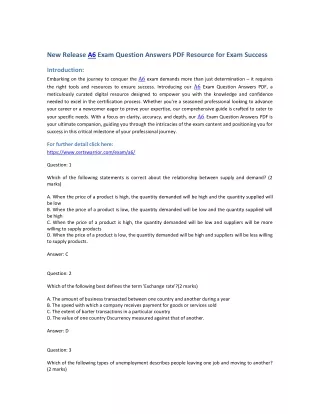 Free Download A6 Exam Question Answers PDF Resource for Exam Success