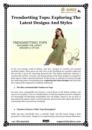 Trendsetting Tops: Exploring The Latest Designs And Styles