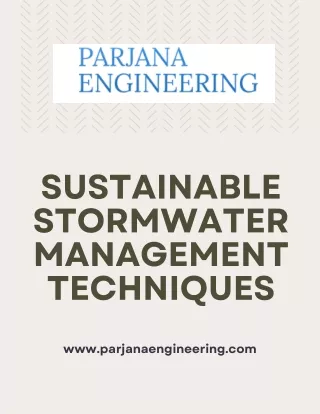 Sustainable Stormwater Management Techniques | Parjana Engineering
