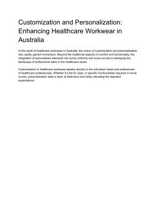 Customization and Personalization_ Enhancing Healthcare Workwear in Australia