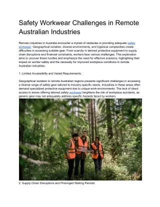 Safety Workwear Challenges in Remote Australian Industries