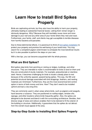 Learn How to Install Bird Spikes Properly