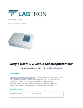Single Beam UV_Visible Spectrophotometer