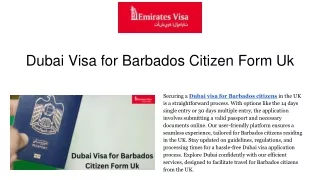 Dubai Visa for Barbados Citizen Form Uk