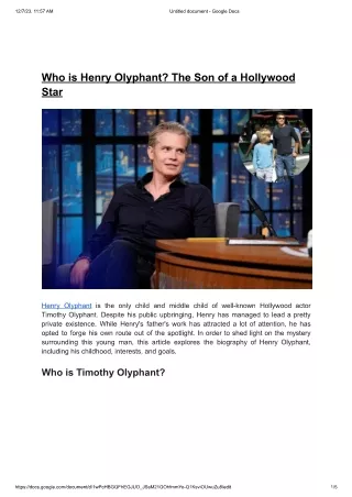 Who is Henry Olyphant-The Son of a Hollywood Star