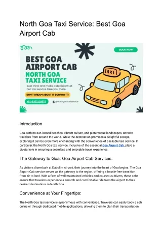 North Goa Taxi Service_ Best Goa Airport Cab