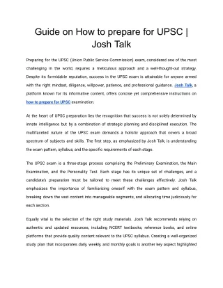 Guide on How to prepare for UPSC _ Josh Talk