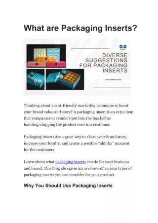 What are Packaging Inserts?