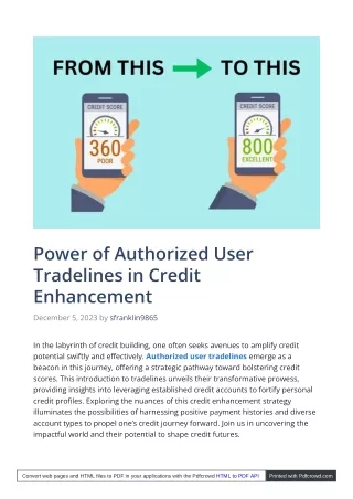 Power of Authorized User Tradelines by Shape My Score