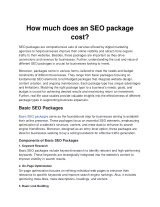 How much does an SEO package cost