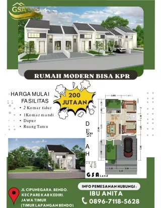 KPR, 0896-7118-5628 Harga Rumah Perumahan Kediri GSA Land