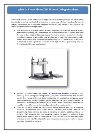 What to Know About CNC Wood-Cutting Machines