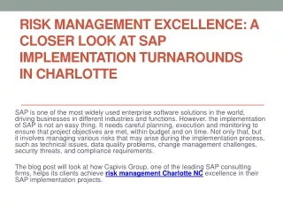 Risk Management Excellence: A Closer Look at SAP Implementation Turnarounds