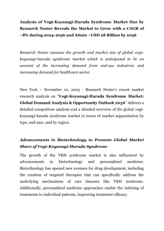 Vogt-Koyanagi-Harada Syndrome Market