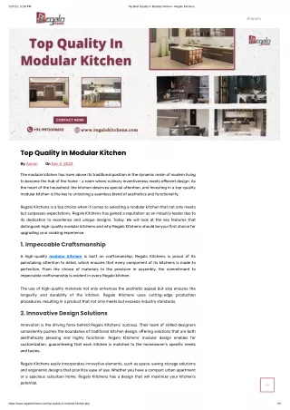 Top Quality In Modular Kitchen
