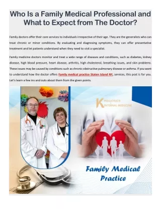 Who Is a Family Medical Professional and What to Expect from The Doctor?