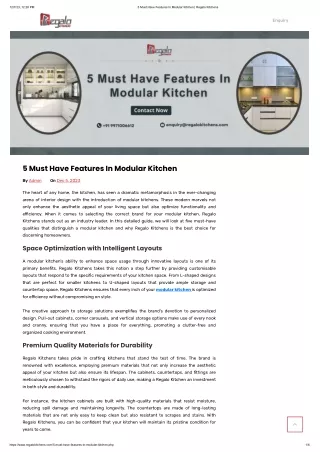 5 Must Have Features In Modular Kitchen