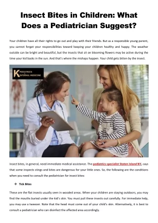 Insect Bites in Children - What Does a Pediatrician Suggest