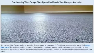 Five Inspiring Ways Garage Floor Epoxy Can Elevate Your Garage's Aesthetics