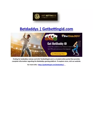 Betdaddys | Getbettingid.com