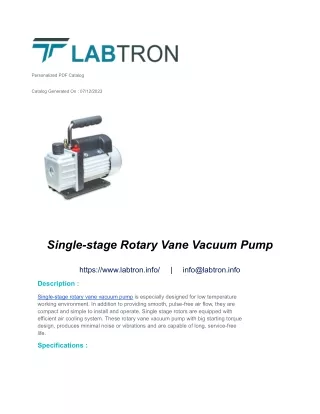 Single-stage Rotary Vane Vacuum Pump