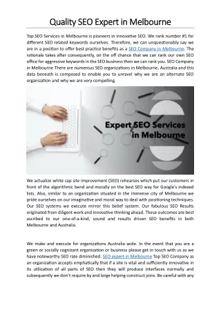 Quality SEO Expert in Melbourne