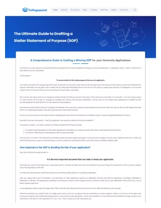 Statement Of Purpose (SOP) Guidelines Format, Do's and Dont's