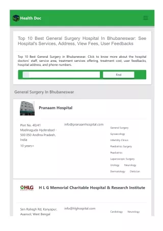 Top 10 Best General Surgery Hospital in Bhubaneswar