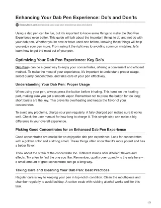 Enhancing Your Dab Pen Experience: Do’s and Don’ts