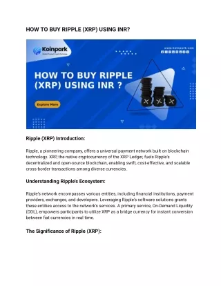 HOW TO BUY RIPPLE (XRP) USING INR