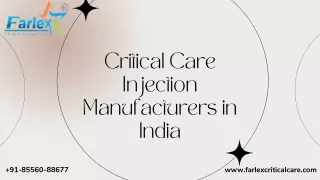 Critical Care Injection Manufacturers in India