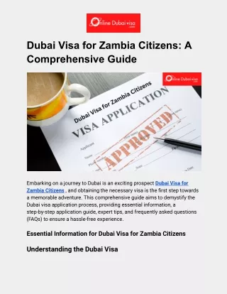 Dubai Visa for Zambia Citizens